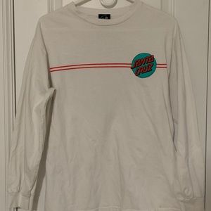 Long Sleeve White Santa Cruz Shirt Logo in Medium